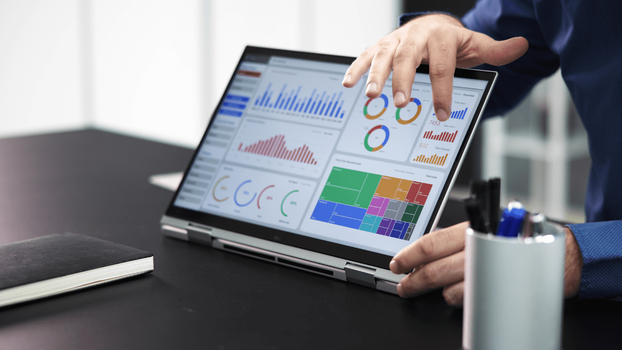 Investor analyzing financial data influenced by global events with a tablet.