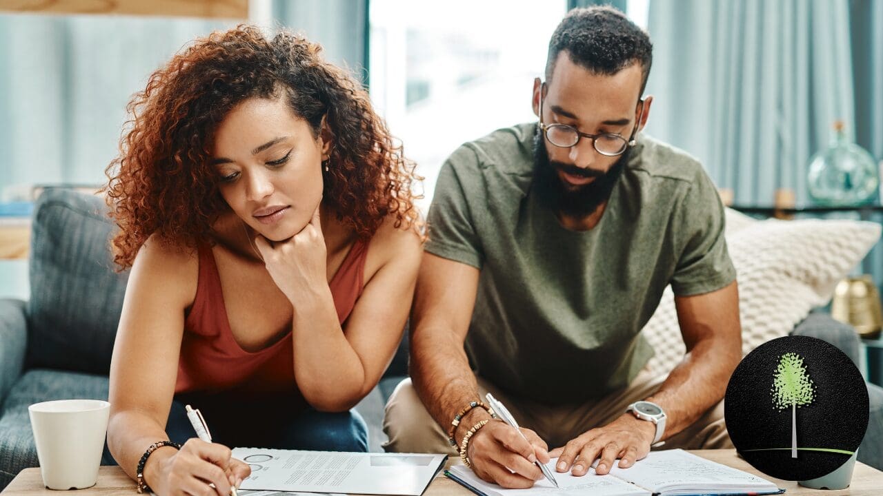 A couple reviewing their retirement plan together for the first time.